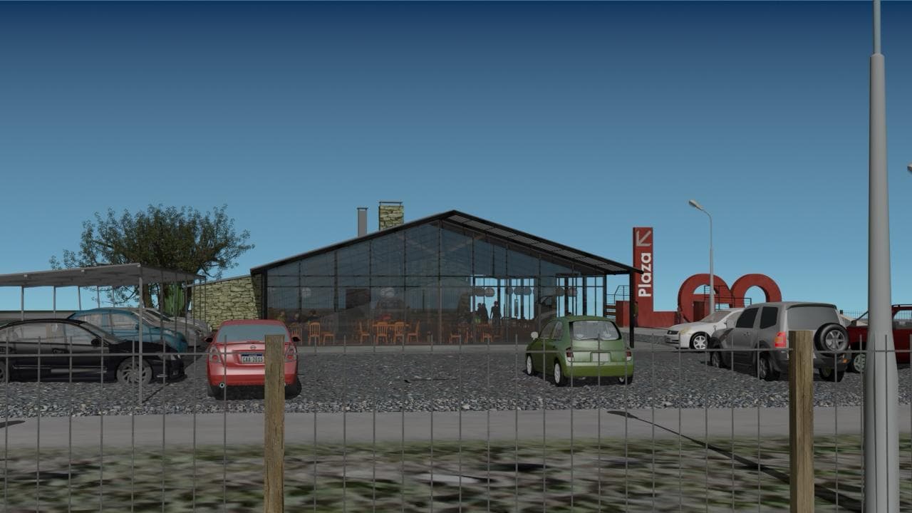 Render del predio Plaza Leo con el monumento característico
